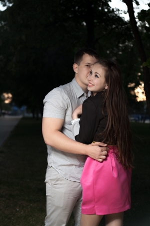 Young couple in love embracingの写真素材