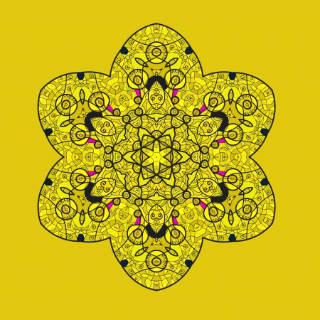 Vintage mandala of yellow color with place for your text のイラスト素材