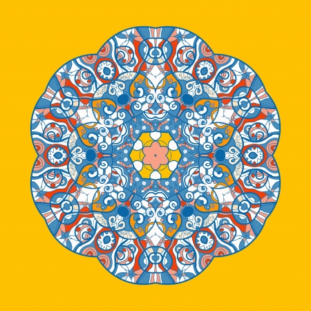 Vintage mandala of orange-red color with place for your text のイラスト素材