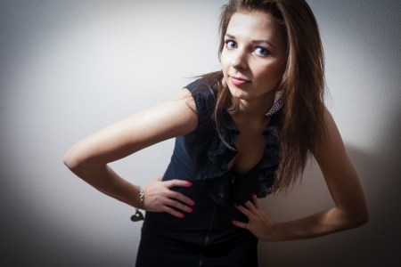 Portrait of a blonde woman with natural vignetteの写真素材