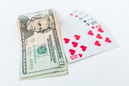 Win in poker. Tens and dollars