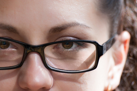 Womens face in glassesの写真素材