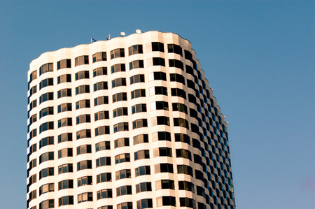 Blue sky reflecting in the windows