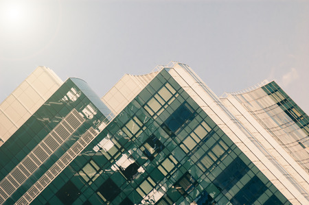 Blue sky reflecting in the windows
