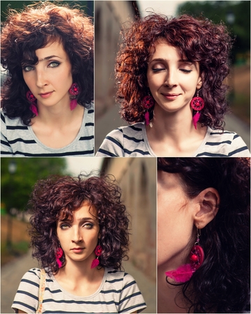 Red haired women portrait set.の写真素材