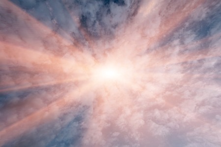 Sky clouds and star with raysの写真素材