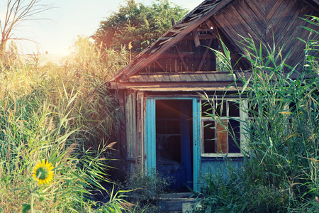 Old-fashioned wood hut in Russia.の写真素材