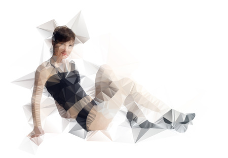 Abstract polygonal body. Triangles portrait for your design. Geometrical art on white with a lot of copyspaceのイラスト素材