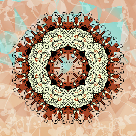 Ethnic indian hand drawn Ornamental round floral patternのイラスト素材