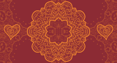 Happy Valentine's Day hand drawn greeting card ornament . Lace pattern design. Vector decorative banner Card or invitation Vintage traditional, Islamic, arabic, indian, ottoman motifs, flayer elements.のイラスト素材