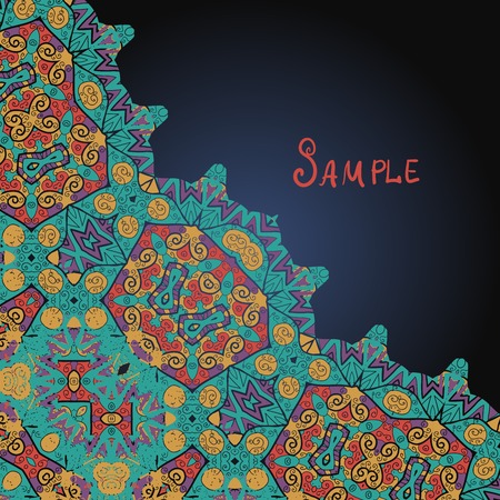 Ornate oriental design of flyer with a lot of copyspace in the corner.のイラスト素材