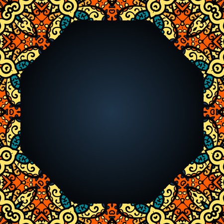 Ornate motif with a lot of copyspace. Round frame for text in the Indian style.のイラスト素材
