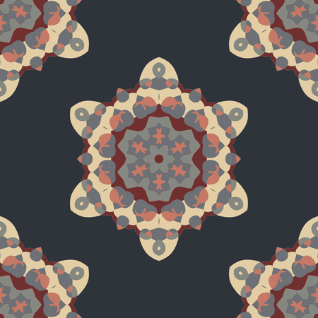 Seamless brown Abstract Retro Ornate Mandala Background for greeting card, Brochure, Card or Invitation with Islamic, Arabic, Indian, Ottoman, Asian motifs.のイラスト素材