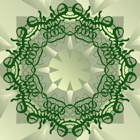 Green stylized mandala blank center for text vector artworkのイラスト素材