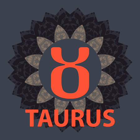 Taurus. The Bull. Zodiac icon with mandala print. Vector icon.
