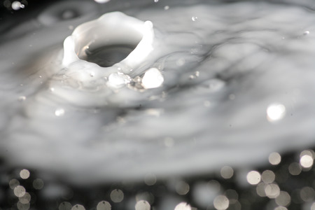 Milk splash macro on blackの写真素材