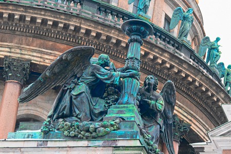 SAINT PETERSBURG, RUSSIA - FEB 26, 2016: Two Angels of Saint Isaacs Cathedral, detail.のeditorial素材
