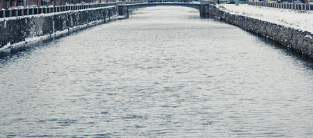 winter evening on the embankment the city of St.Petersburg, vintage toned colorized imageの写真素材