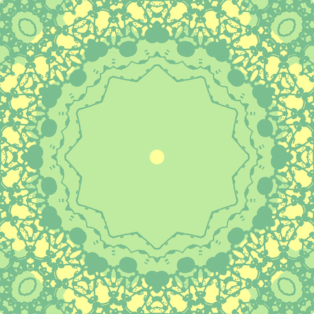 Light Green Seamless abstract background with round lace pattern. Retro Ornate Mandala Background for greeting card, Brochure, Card or Invitation with Islamic, Arabic, Indian, Ottoman, Asian motifs.のイラスト素材