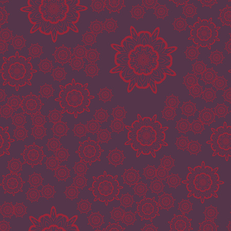 Purple Seamless flower mandala for print on textile, fabric, coloring books and abstract backgroundsのイラスト素材