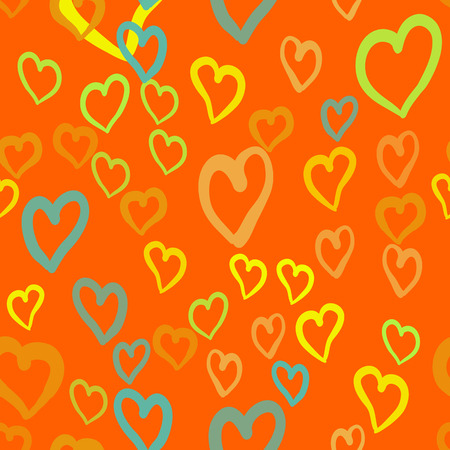 Flat design endless chaotic texture made of tiny heart silhouettes for Valentines Dayのイラスト素材