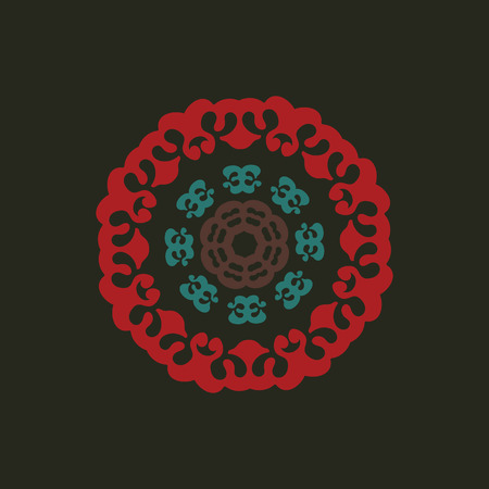 Tibetan Style Mandala On Dark Background. Vector illustration.のイラスト素材