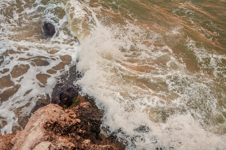 Mediterranean sea coastal view, rock formation from aboveの写真素材