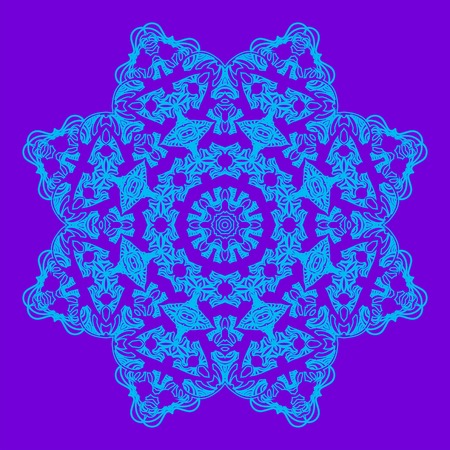 Festive snowflake doodle in flat style. ornate lace doodle for Christmas party invitationのイラスト素材