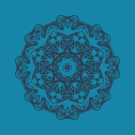 Flat icon hand-made stylization of ornamental snowflake element for Xmas party design.のイラスト素材