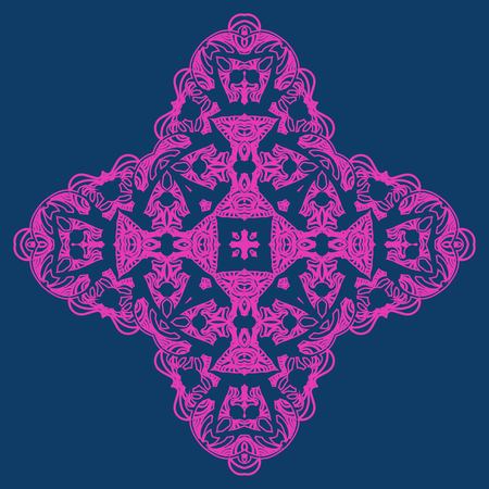 Neon color ornate snowflake-like element for party invitation cover designのイラスト素材