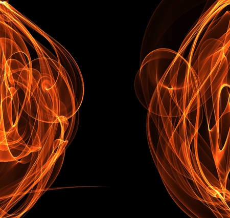 Place for text in the center and abstract fire frames on both sidesの写真素材