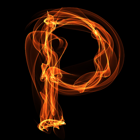 P letter in fire illustrationのイラスト素材