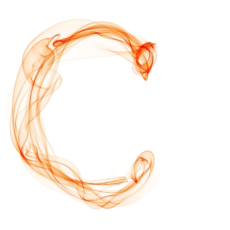 C letter made of fire on the white backgroundの写真素材