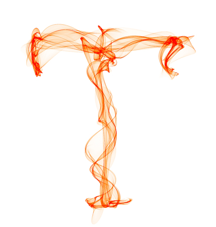t letter made of fireの写真素材