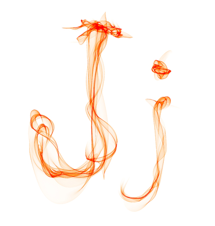 j letter made of fireの写真素材