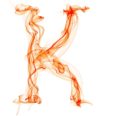 k letter made of fireの写真素材
