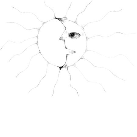 sun and moon hand drawn sketchのイラスト素材