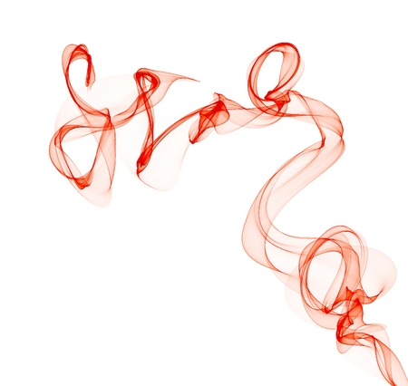 twisted red smoke on whiteの写真素材