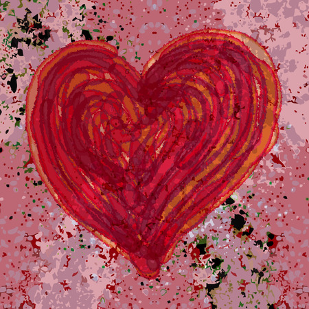 aquarelle heart over triangles grungy backgroundのイラスト素材