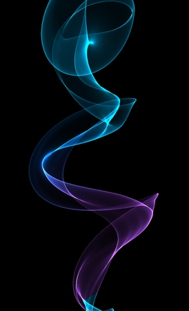 Red blue gradient smoke on a black wallpaperの写真素材