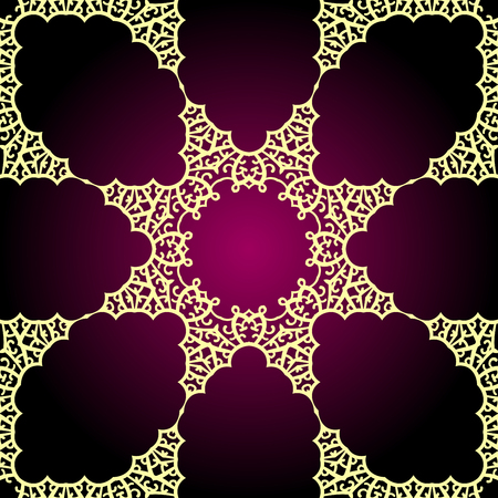 Violet and yellow seamless arabic paisley backgroundのイラスト素材