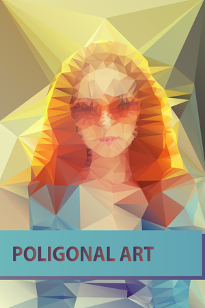 Abstract polygonal face. Triangles portrait for your design. Geometrical linesのイラスト素材