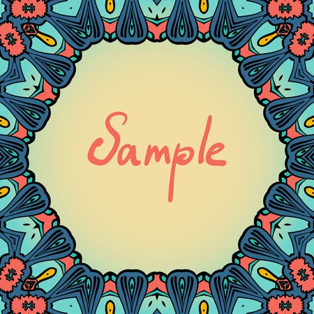 Decorative vintage eastern mandala frame. A lot of copyspace.のイラスト素材