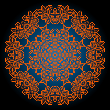 Henna coloured outlined mandala background. Vintage indian, arabic, islamic, ottoman motif. Vector art.のイラスト素材