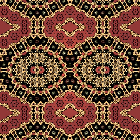 Henna coloured seamless wallpaper in indian style. Tribal background.のイラスト素材