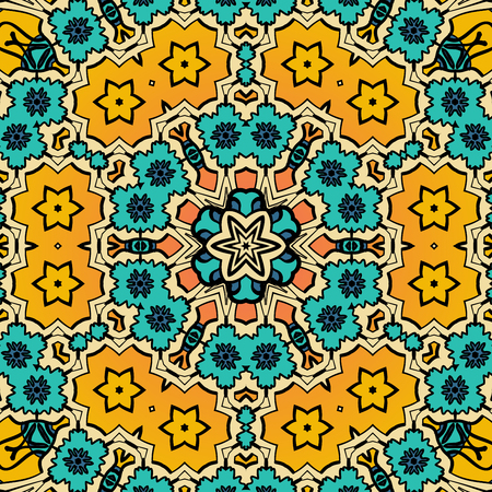 Decorative vintage eastern mandala seamless pattern.のイラスト素材