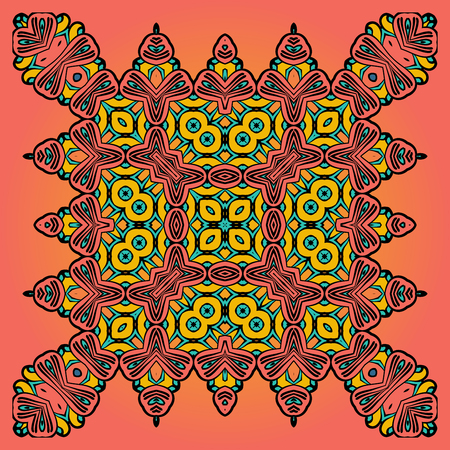 Oriental Floral Carpet Design Orange Colorのイラスト素材
