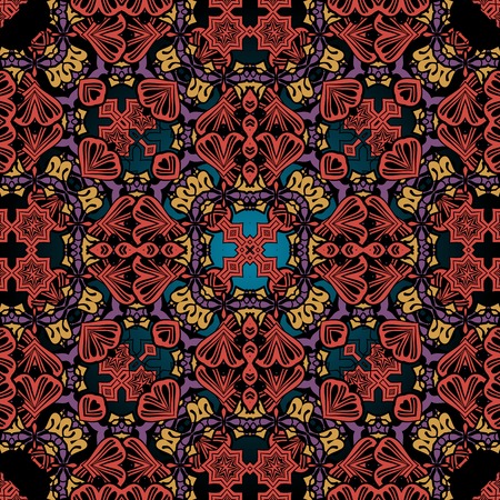 Red seamless background pattern. Vintage asian design.のイラスト素材