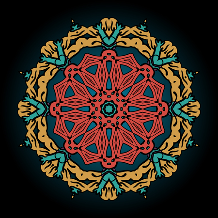 Ethnic vector Tibet design element. Card design template. Can be used for invitation, menu, ottoman, card design, for pillow design, banners, t-shirts printのイラスト素材