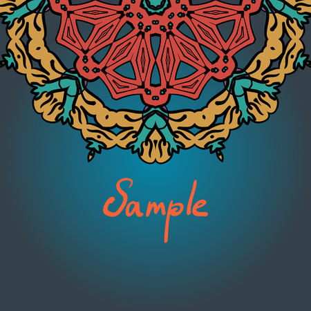 Vintage motif. Half full mandala ornament frame for text in the Indian style.のイラスト素材